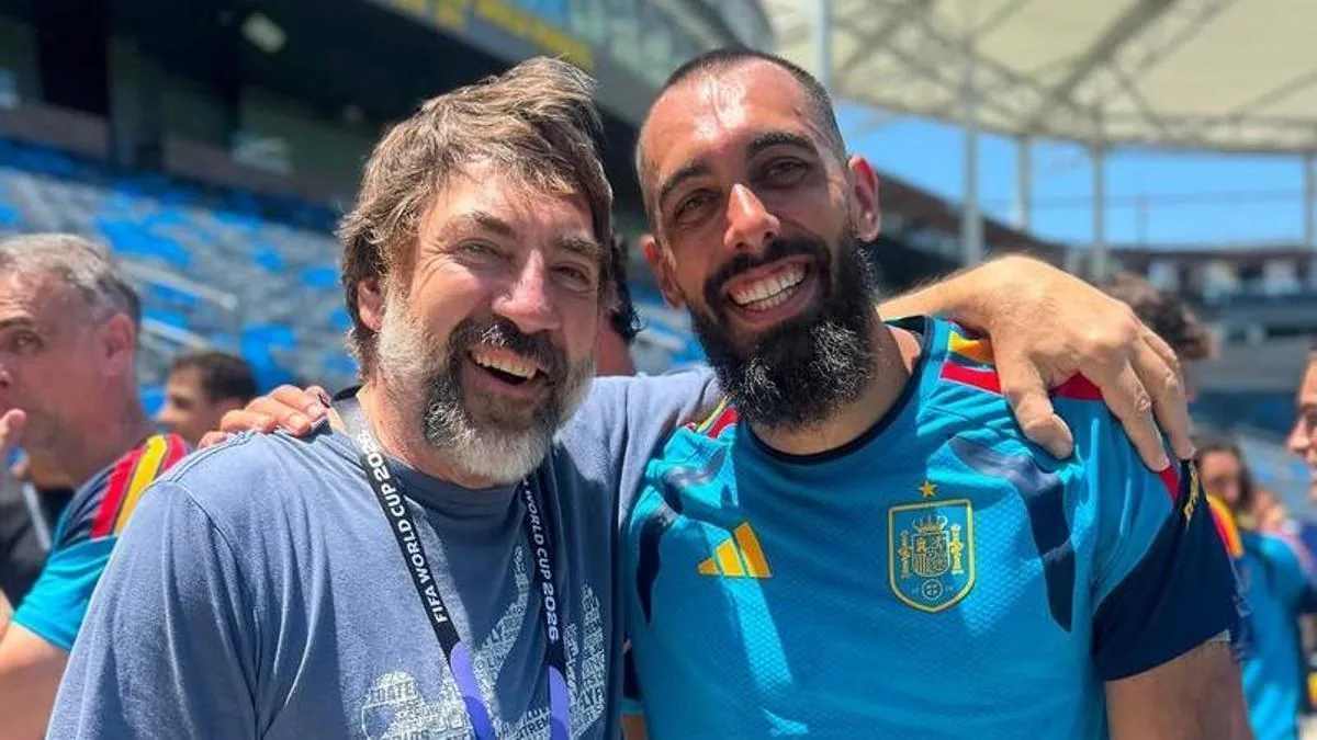 Los Ángeles: Borja Iglesias se encuentra con Javier Bardem antes del partido de España
